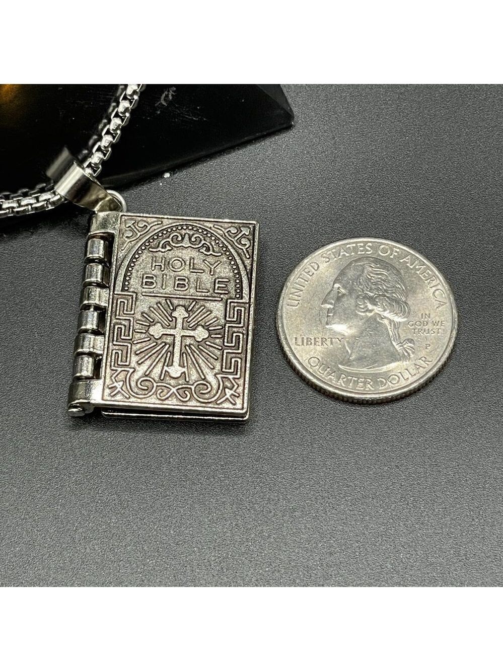 Holy Bible with The Lord's Prayer Necklace / Pendant #858 - Picture 15 of 16
